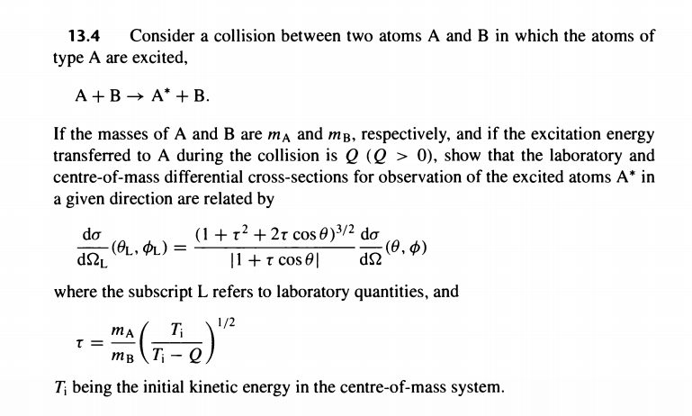 Solved 13.4 Consider a collision between two atoms A and B | Chegg.com