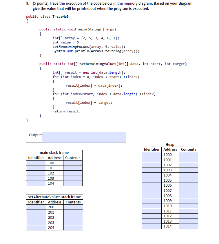 3. (5 points) Trace the execution of the code below | Chegg.com