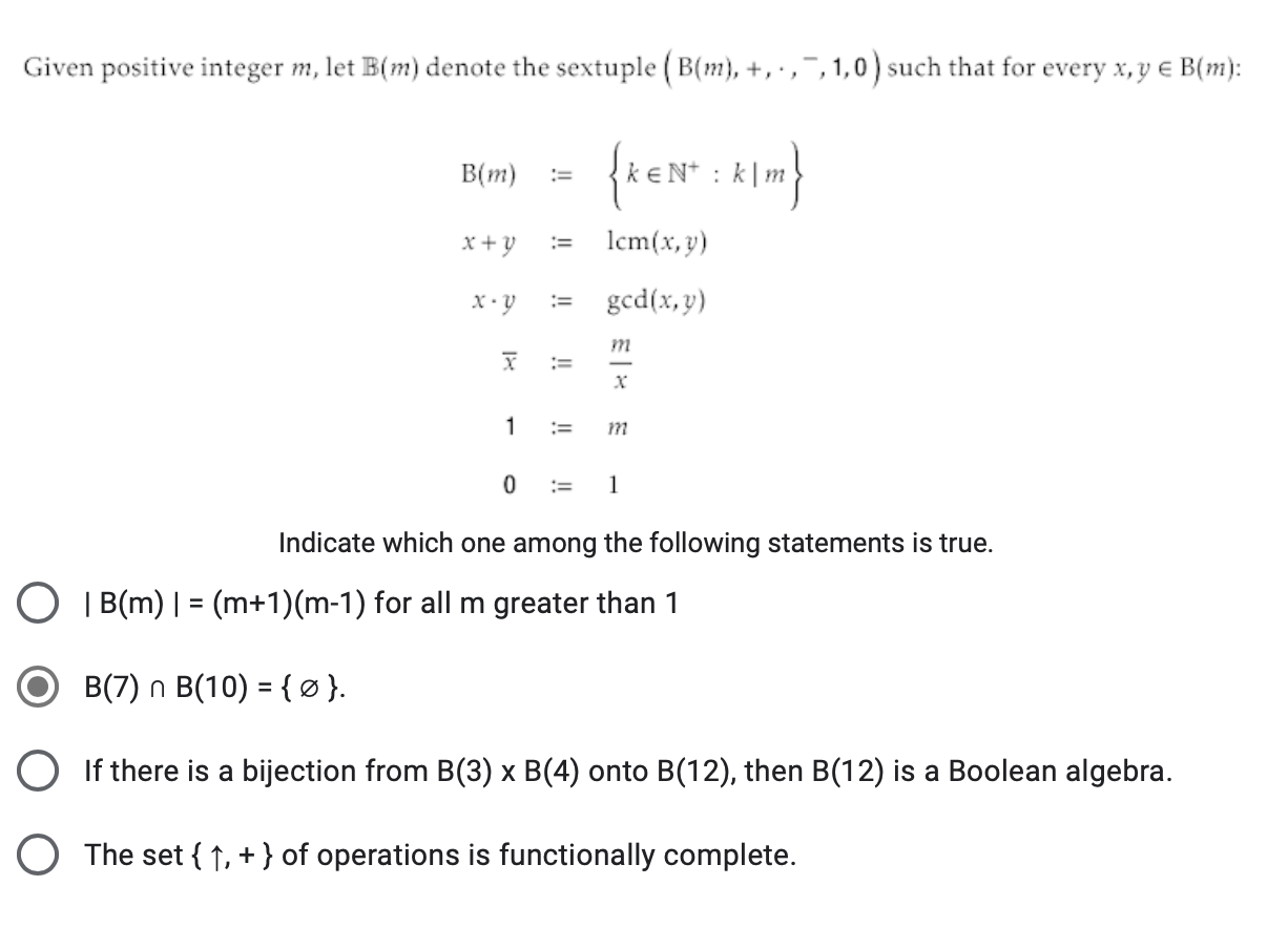 Solved Given Positive Integer M, Let B(m) Denote The | Chegg.com