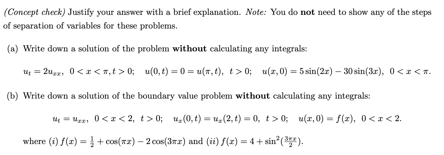 Solved (Concept check) Justify your answer with a brief | Chegg.com