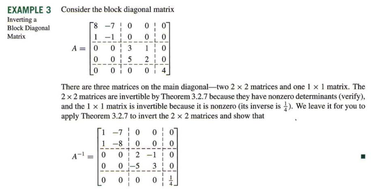 Solved EXAMPLE 3 Consider The Block Diagonal Matrix | Chegg.com