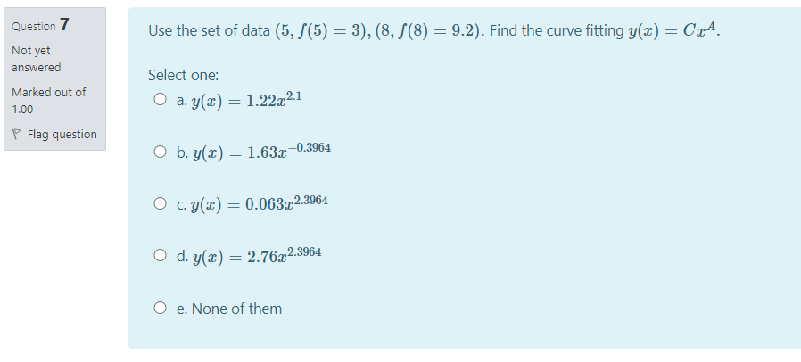 Solved Question 7 Use the set of data (5, f(5) = 3), (8, | Chegg.com