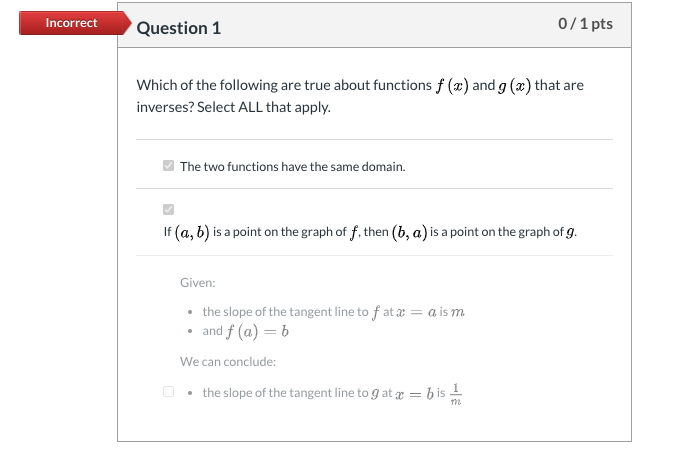 Solved Incorrect Question 3 0/1 pts What is wrong with the | Chegg.com