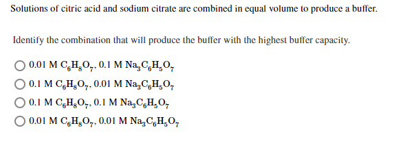 Solved Solutions of citric acid and sodium citrate are | Chegg.com