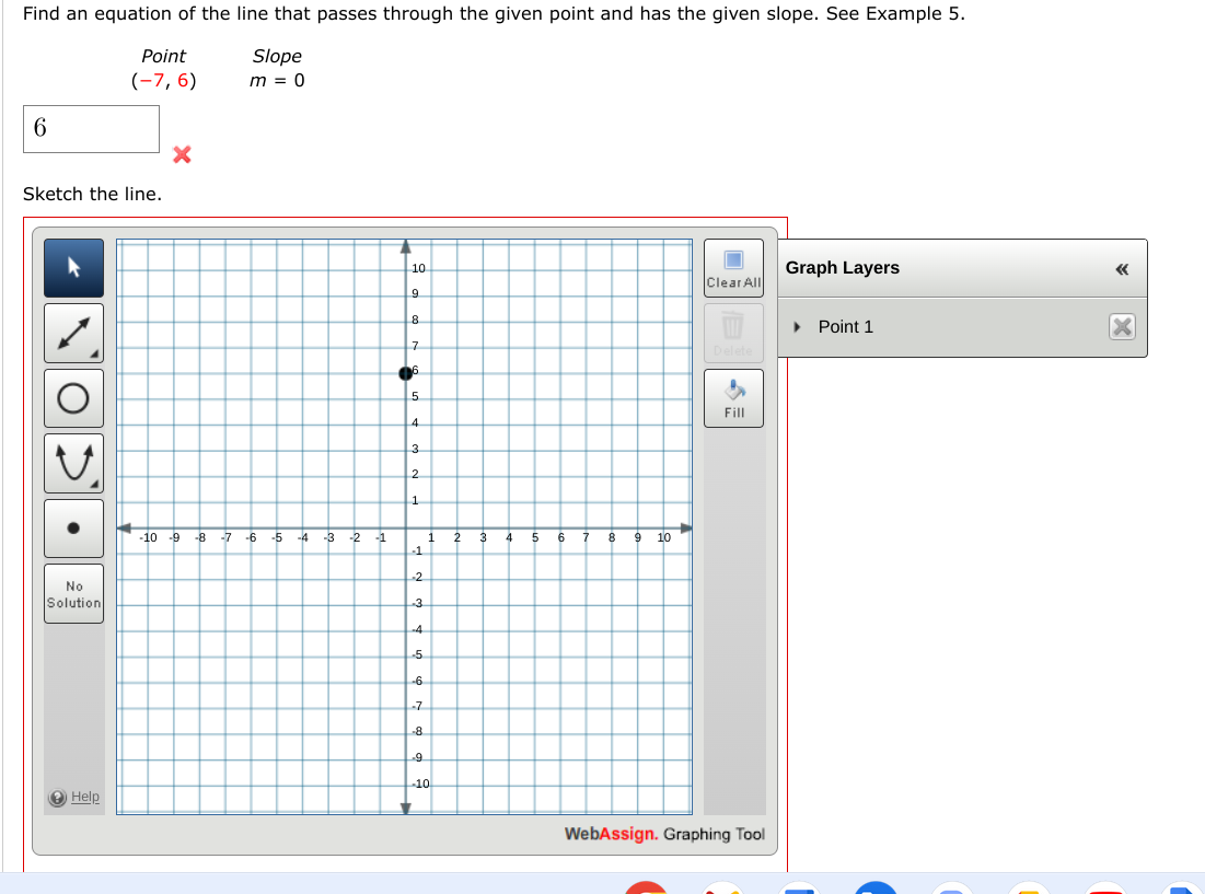 Solved (−7,6)m=0 Sketch the line. | Chegg.com