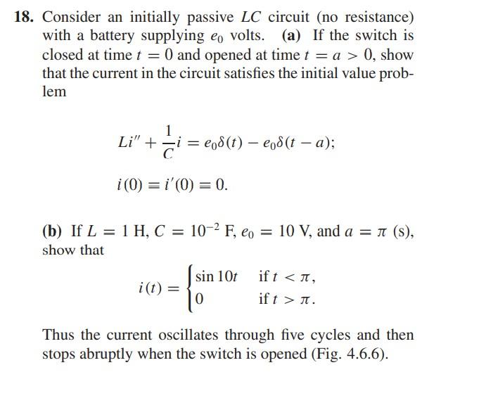 Solved Consider the LC circuit of Problem 18(b), except | Chegg.com