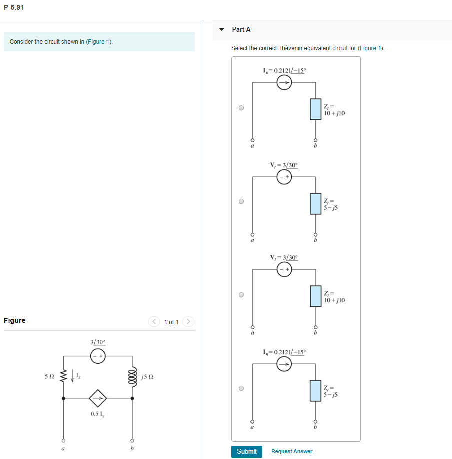 Solved P 5.91 Part A Consider the circuit shown in (Figure | Chegg.com