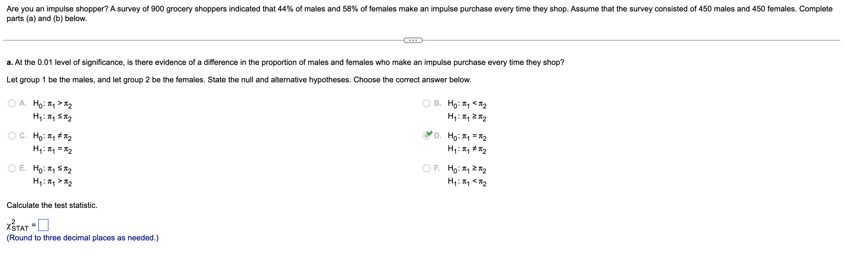 Solved Parts (a) And (b) Below. A. At The 0.01 Level Of | Chegg.com