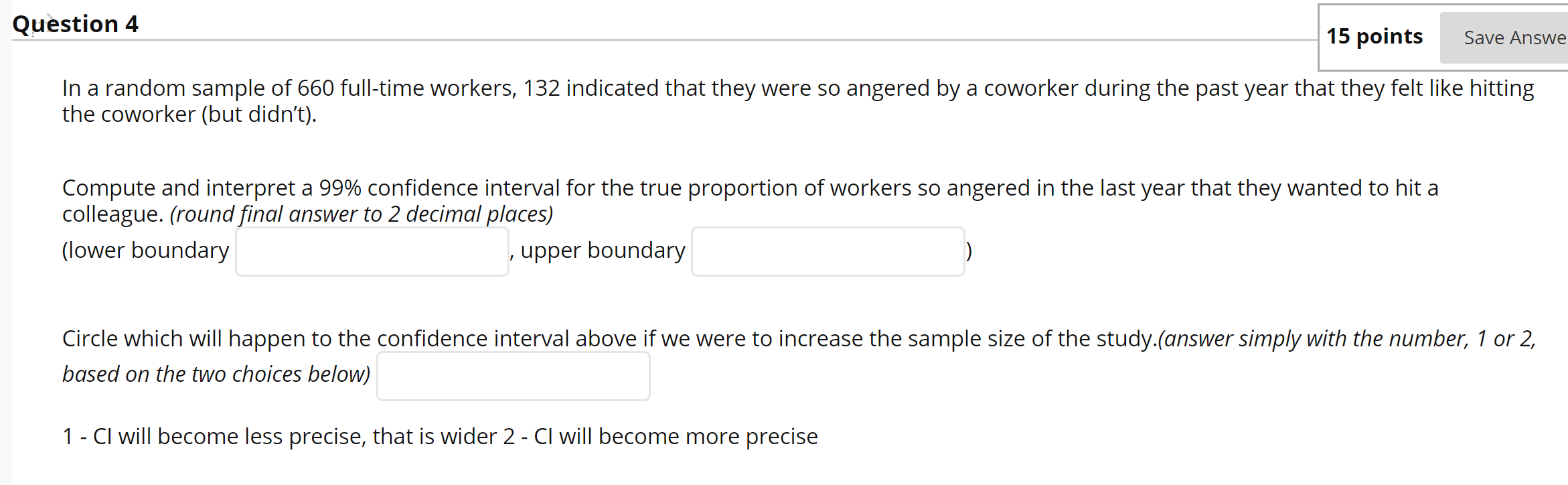 Solved Question 4 15 points Save Answe In a random sample of | Chegg.com