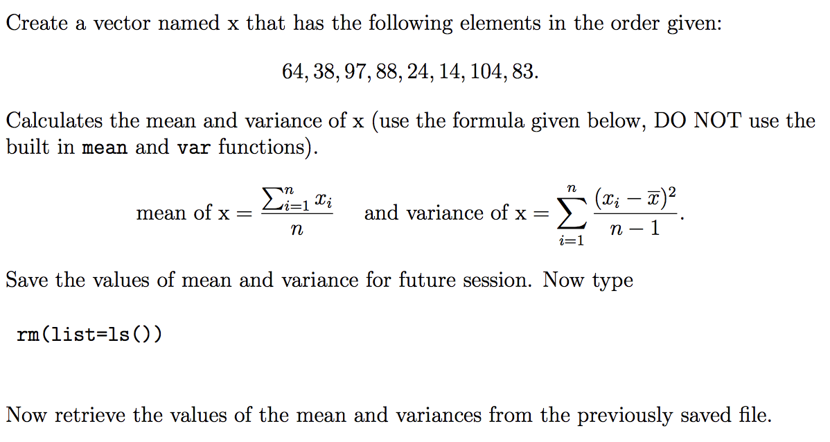 Solved Create a vector named x that has the following | Chegg.com