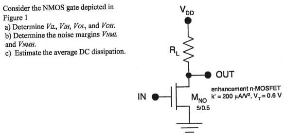 Consider the NMOS gate depicted in Figure 1 a) | Chegg.com