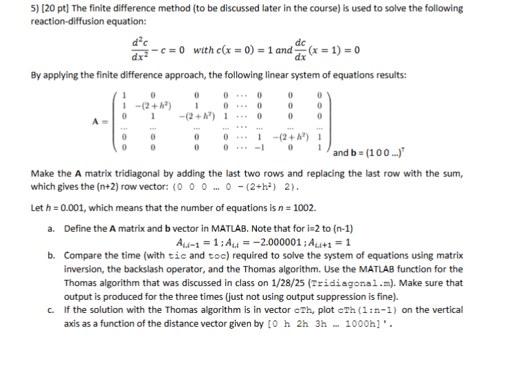 [20 pt] ﻿The finite difference method (to be | Chegg.com