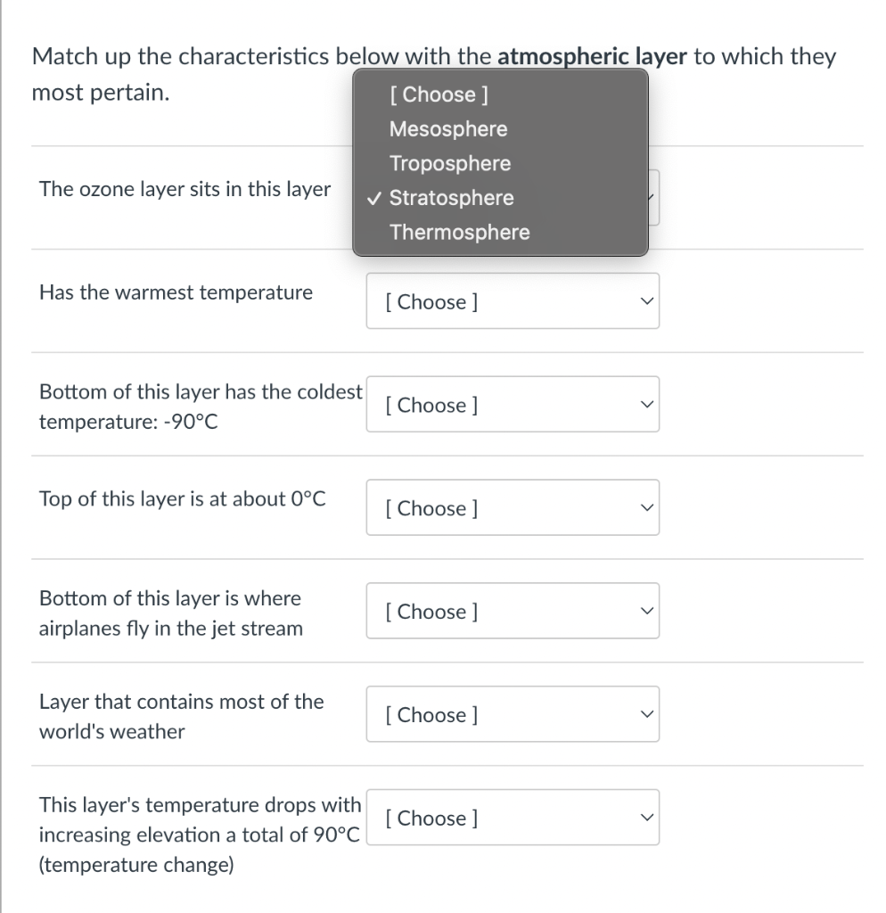 Solved Match up the characteristics below with the | Chegg.com