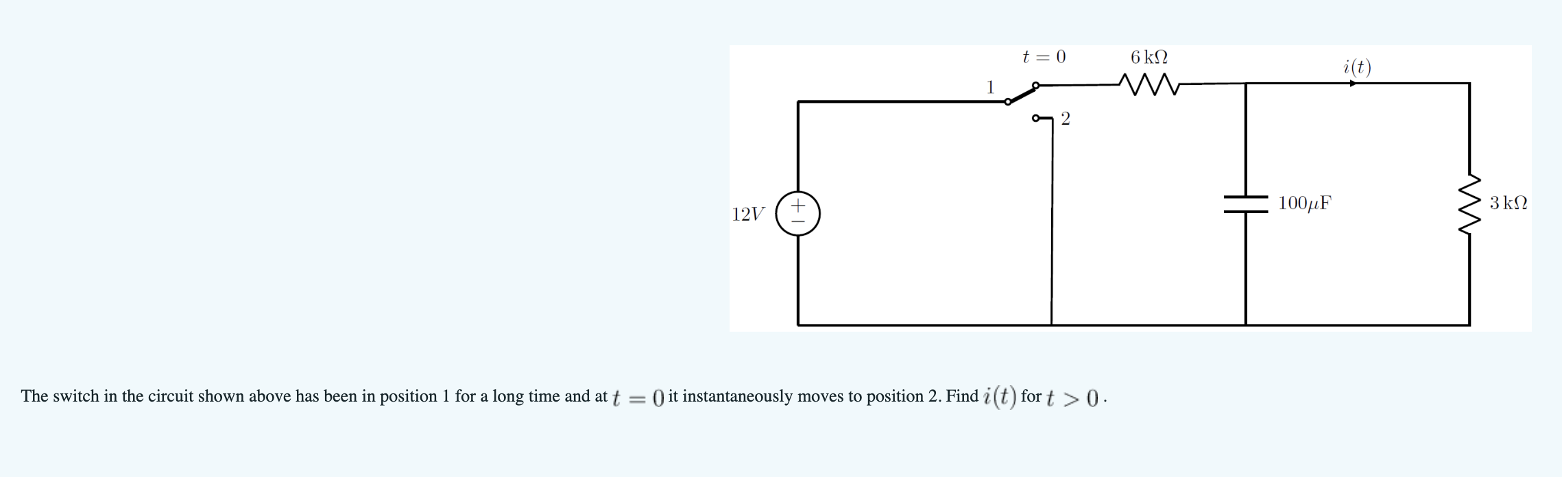 Solved The switch in the circuit shown above has been in | Chegg.com