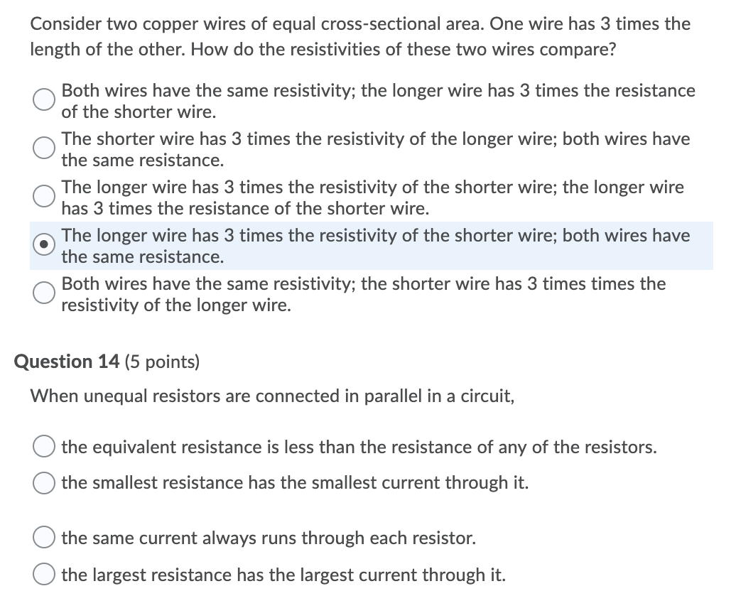 Solved Consider Two Copper Wires Of Equal Cross-sectional | Chegg.com