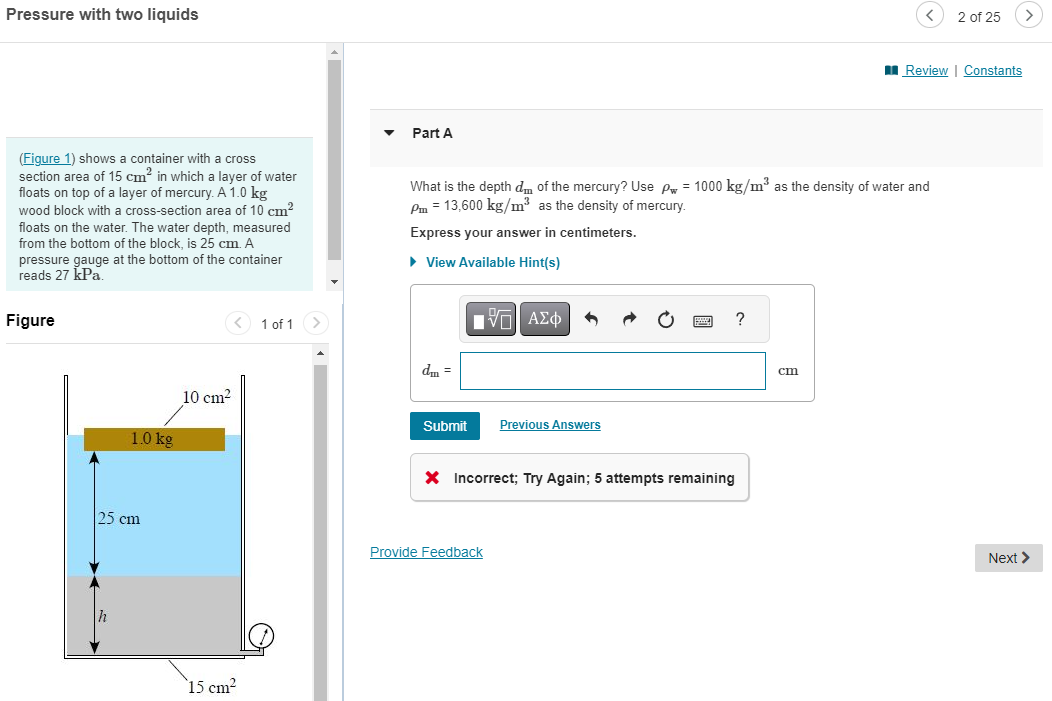 FLUID PRESSURE Figure shows a container fiIled with a lIquid of