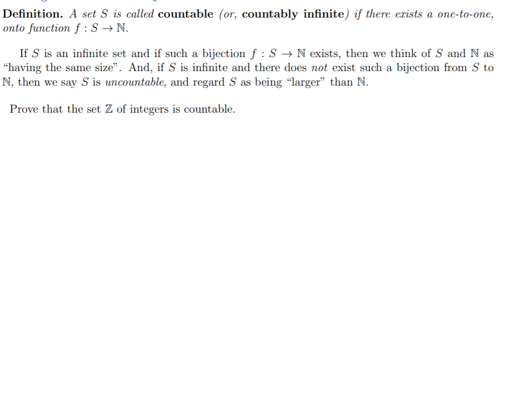 Set Z Solved Use the definition to prove the set Z of integers is | Chegg.com