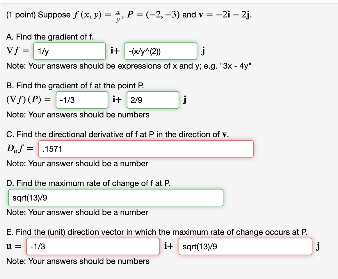 Solved 1 Point Suppose F X Y X P 2 3 And V Chegg Com