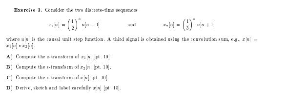 Solved Exercise 3. Consider the two discrete-time sequences | Chegg.com