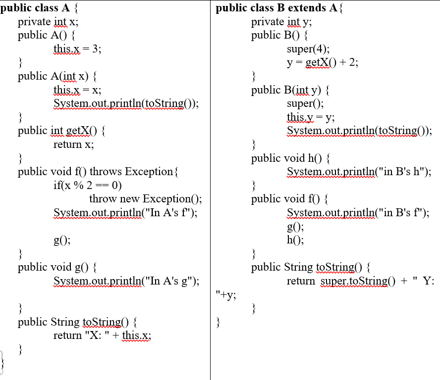 Solved The Following Classes Are Given (each Class In A | Chegg.com