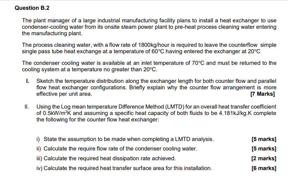Solved Question B.2 The plant manager of a large industrial | Chegg.com