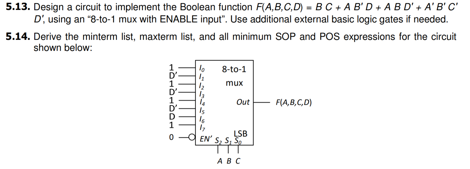 Solved 5.13. Design a circuit to implement the Boolean | Chegg.com