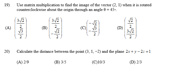 Solved 19) Use matrix multiplication to find the image of | Chegg.com