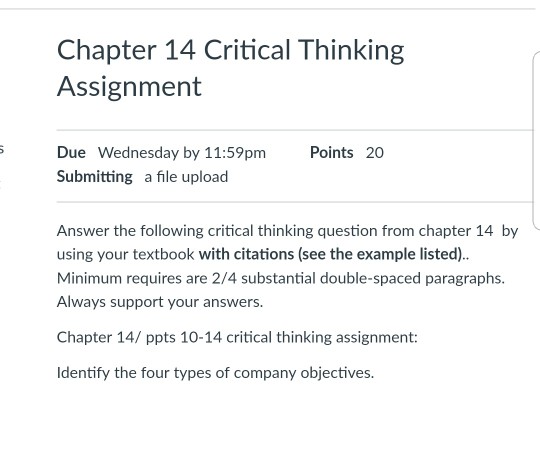 chapter 14 critical thinking answers