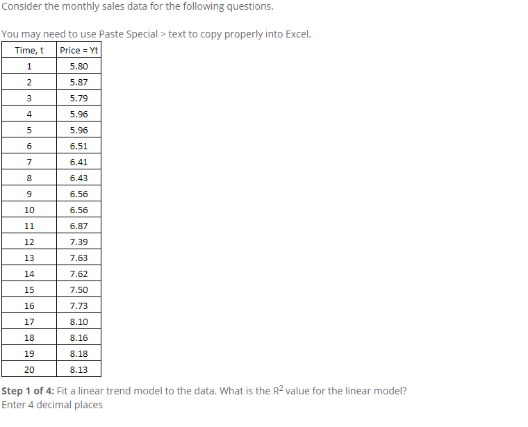 Solved Consider the monthly sales data for the following | Chegg.com