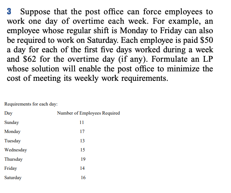 Solved 3 Suppose that the post office can force employees to