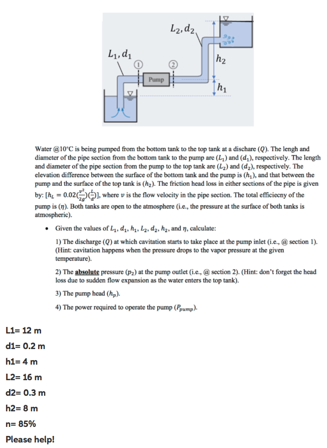 Solved Lyd L d Pump Water 10 C Is Being Pumped From The Chegg