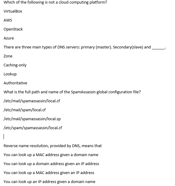 Solved Which of the following is not a cloud computing | Chegg.com