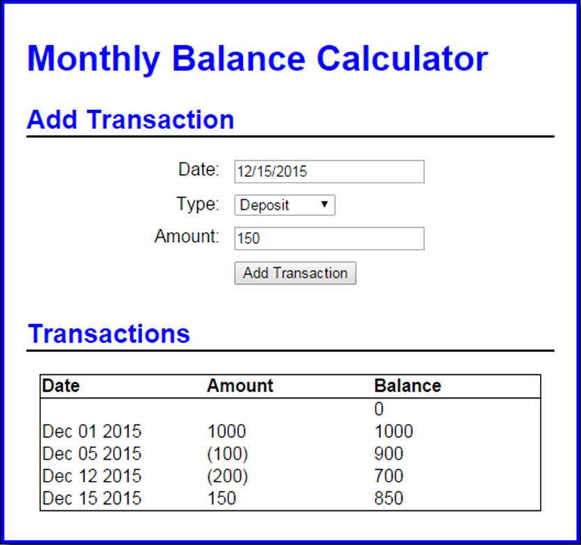Develop a Monthly Balance calculator In this | Chegg.com