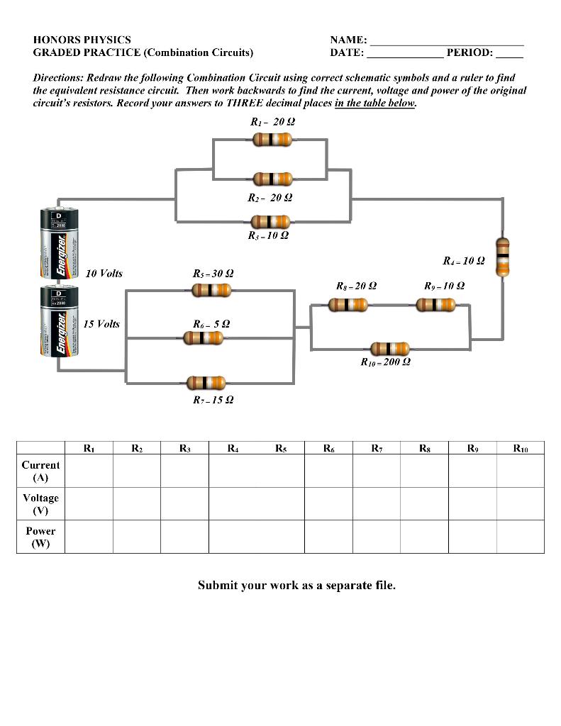Solved HONORS PHYSICS GRADED PRACTICE (Combination Circuits) | Chegg.com