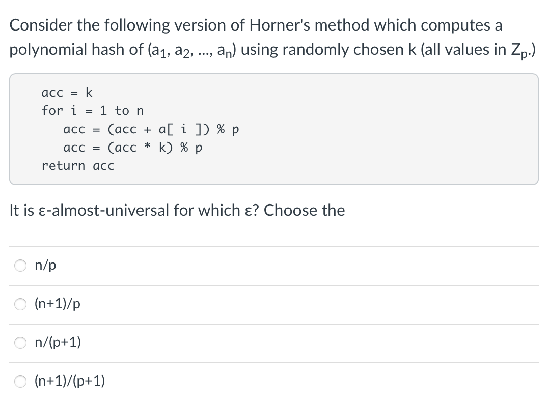 Solved Consider the following version of Horner's method | Chegg.com