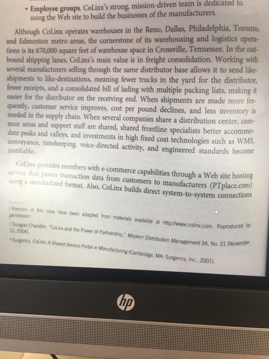 Solved CASE 4-1 CoLinx, LLC is a manufacturer-owned provider | Chegg.com