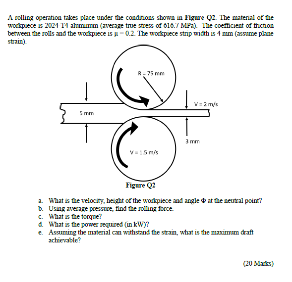 Solved A rolling operation takes place under the conditions | Chegg.com