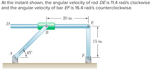 Solved At the instant shown, the angular velocity of rod DE | Chegg.com