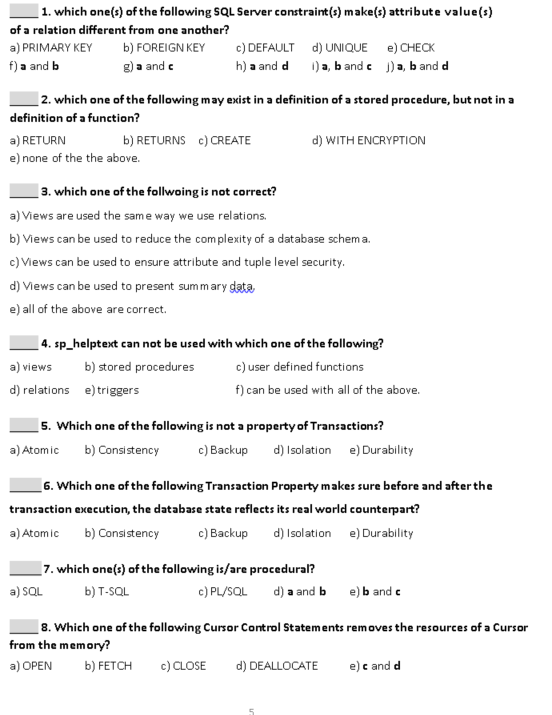 Sql Server Constraint