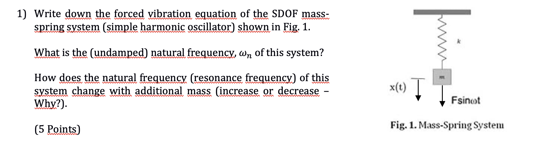 Solved 1) Write down the forced vibration equation of the
