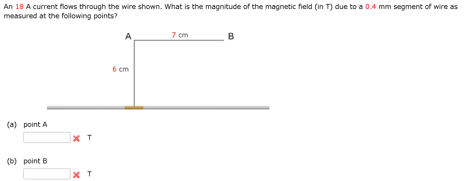 Solved An 18 A current flows through the wire shown. What is | Chegg.com