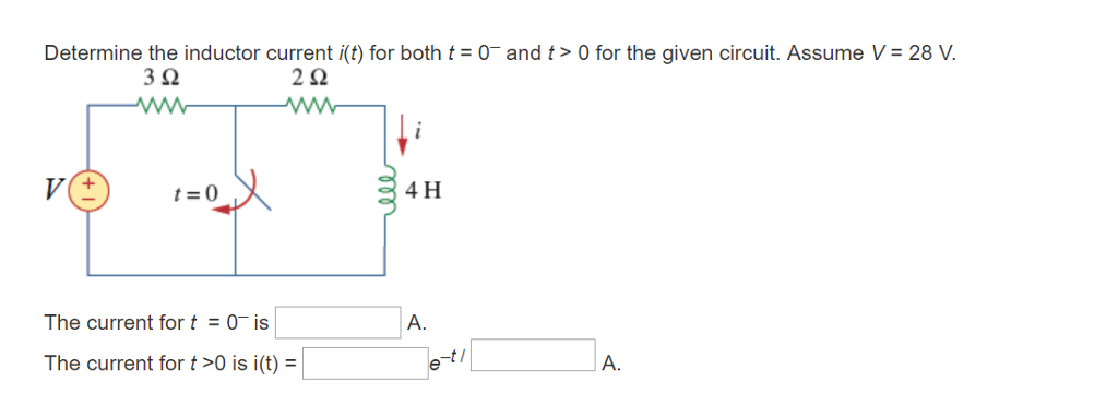 Solved Determine the inductor current i(t) for both t = | Chegg.com