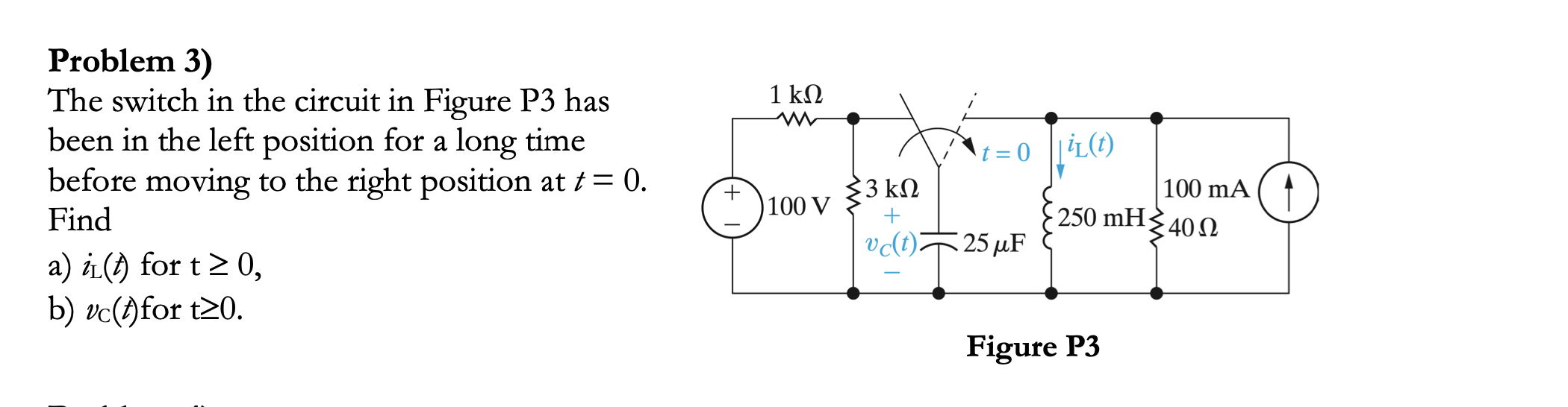 Problem 3)The Switch In The Circuit In Figure P3 | Chegg.com