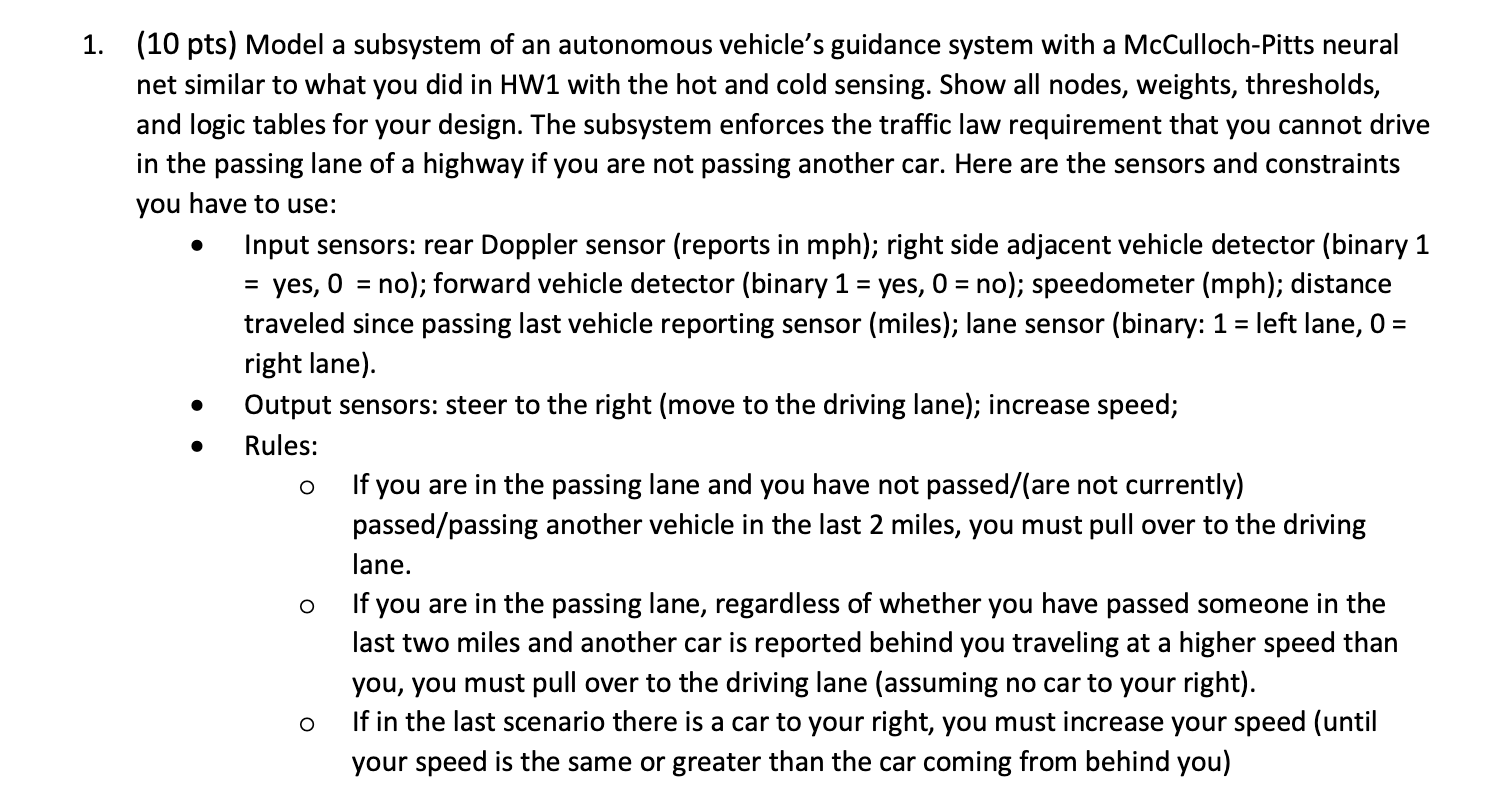 Solved (10 pts) Model a subsystem of an autonomous vehicle's | Chegg.com
