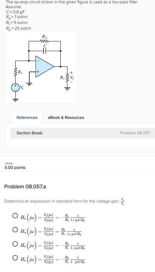 Solved The Op-amp Circuit Shown In The Given Figure Is Used | Chegg.com