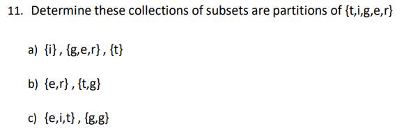 Solved Determine These Collections Of Subsets Are Partitions | Chegg.com