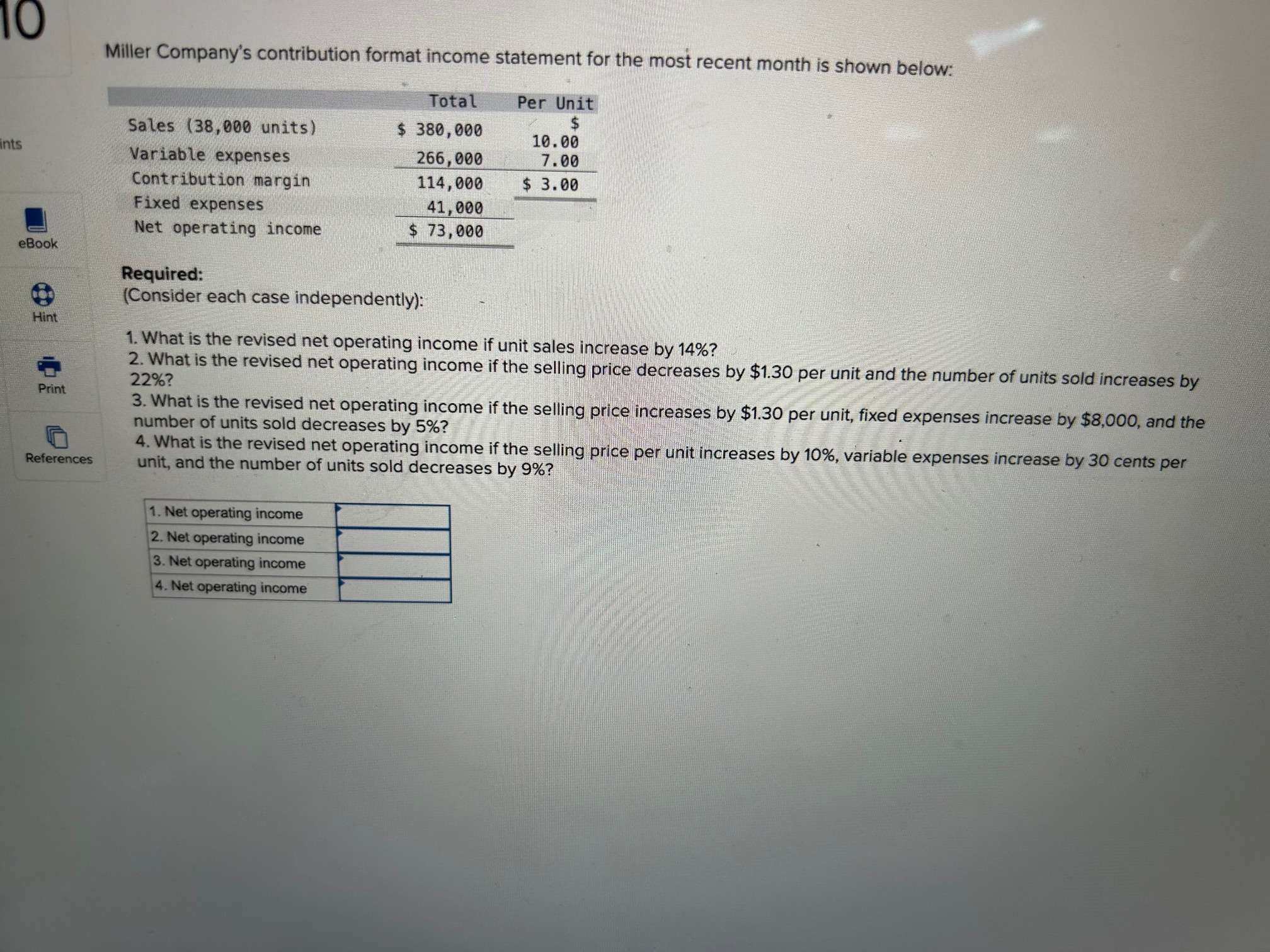 Solved Miller Company's contribution format income statement | Chegg.com