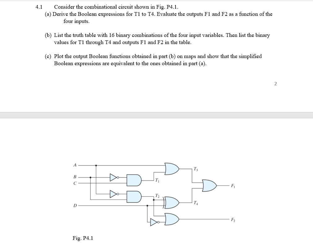 Solved 4.1 Consider The Combinational Circuit Shown In Fig. | Chegg.com