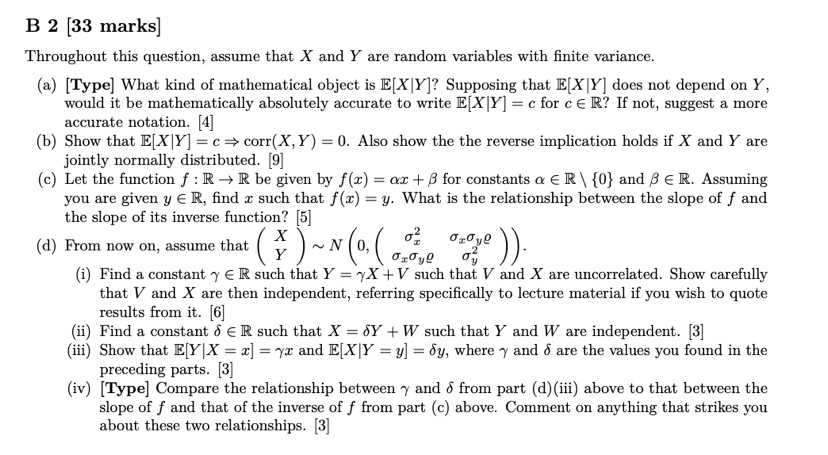 Solved B 2 [33 Marks] Throughout This Question, Assume That | Chegg.com