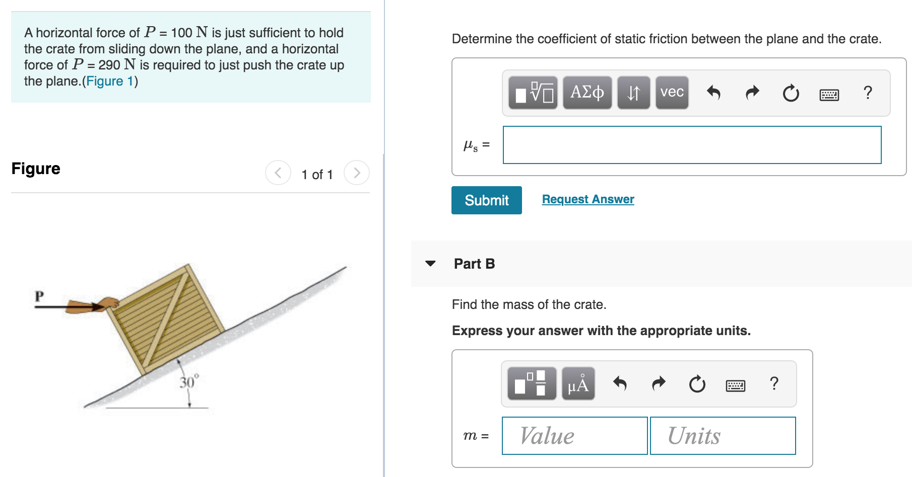 Solved Determine the coefficient of static friction between | Chegg.com
